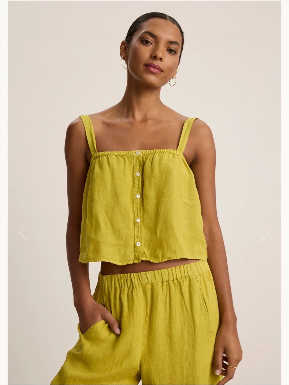 Velvet by Graham & Spencer Yellow Linen-Blend Girls Button Front Tank